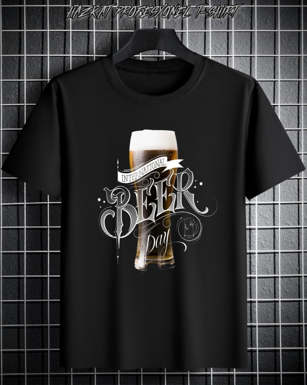 Siyah Beerday Baskılı Tshirt