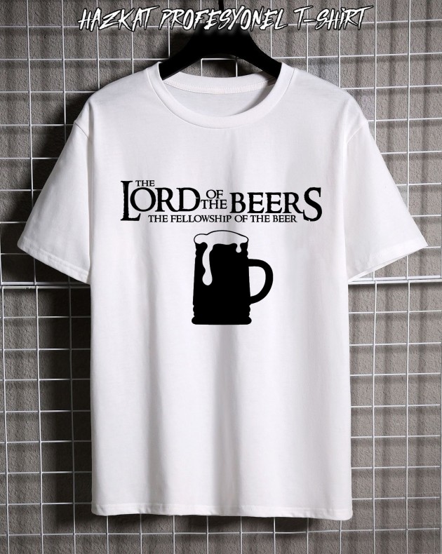 Beyaz Lord of beer Baskılı Tshirt