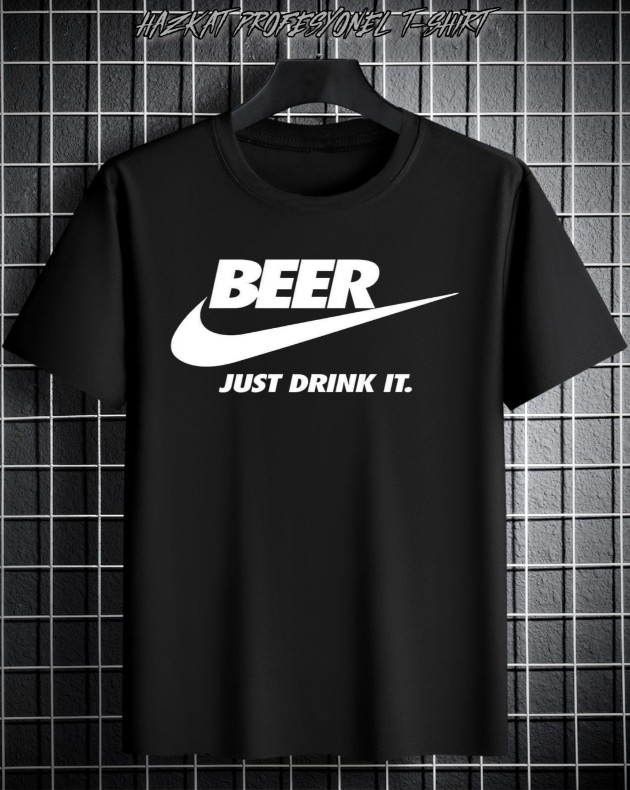 Siyah NK Beer Baskılı Tshirt
